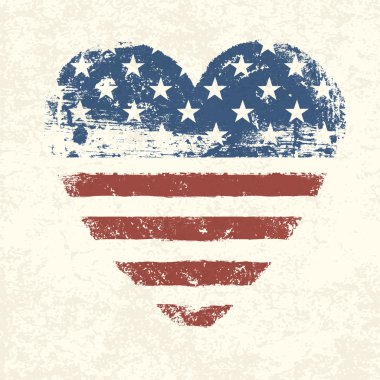 kalp, Amerikan bayrağı şeklinde. vektör, eps10