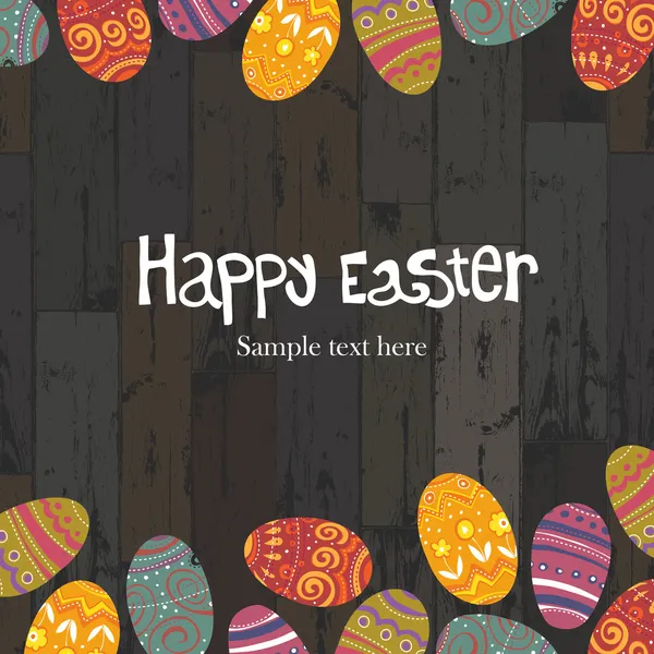 Huevos de Pascua sobre tablones de madera fondo. Vector, EPS10 — Archivo Imágenes Vectoriales