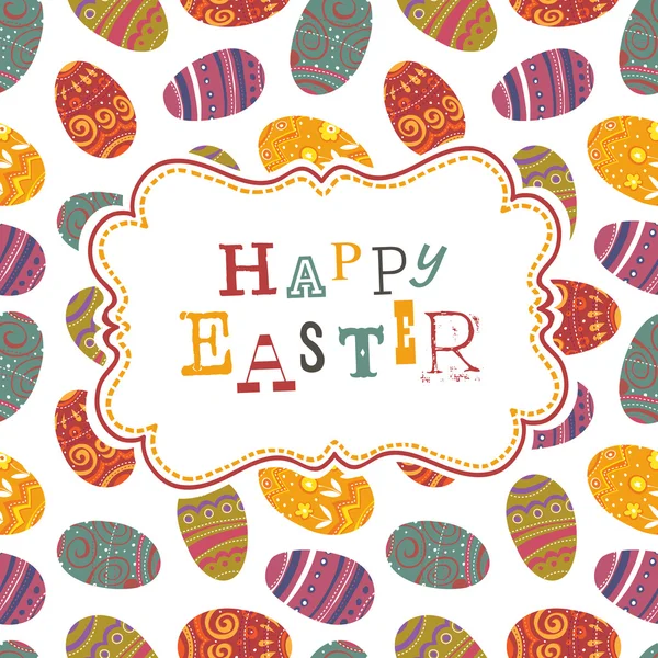Easter greeting on seamless eggs pattern. Vector, EPS10 — Stock Vector