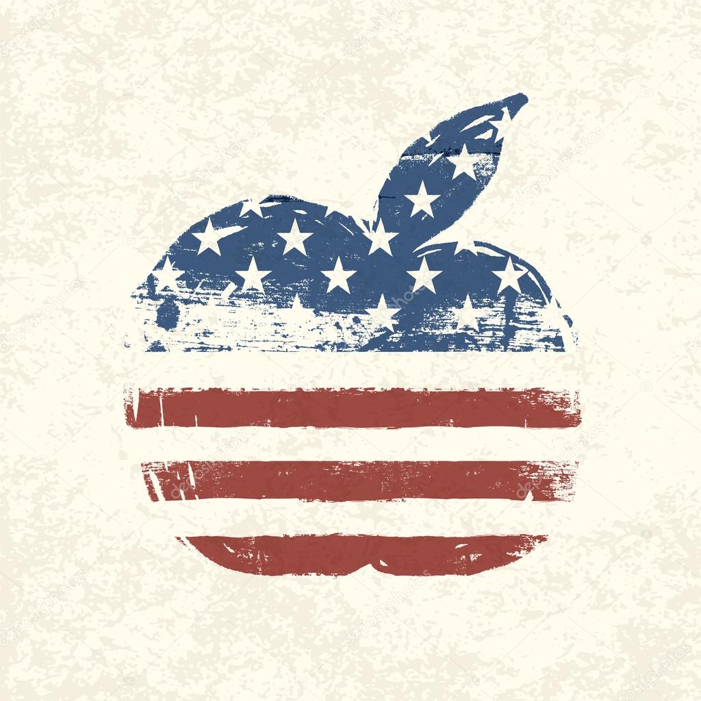 Apple shaped american flag. Vector, EPS10