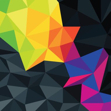 Abstract triangles background with colorful accented area, vecto clipart