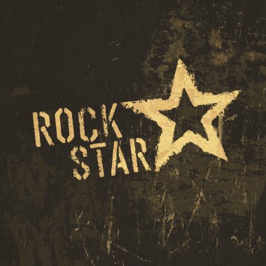 Rock yıldızı grunge ikonu. Lekeli dokuyla, vektör