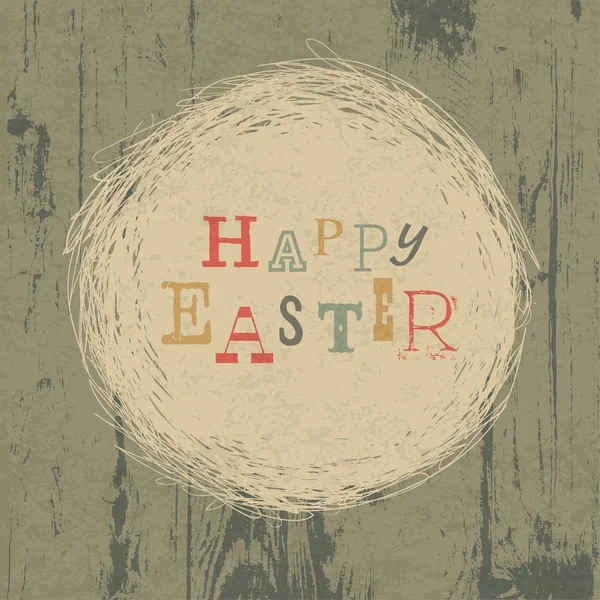 Happy easter vintage wenskaart met nest symbool. vector, eps — Stockvector