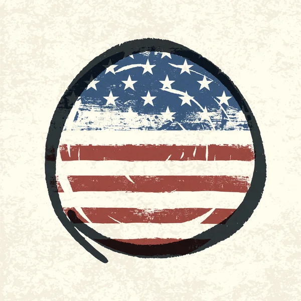 Grunge american flag themed button american flag. Vector, EPS10 — Stock Vector