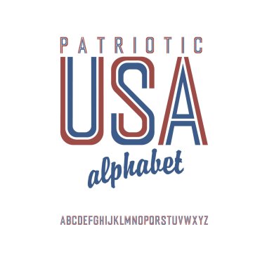 Amerikan bayrağı temalı alfabe. vektör