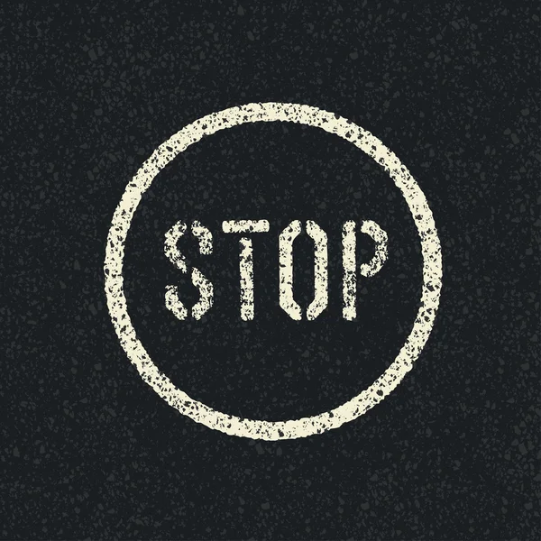 Señal de stop pintada en un camino de asfalto. Vector — Vector de stock