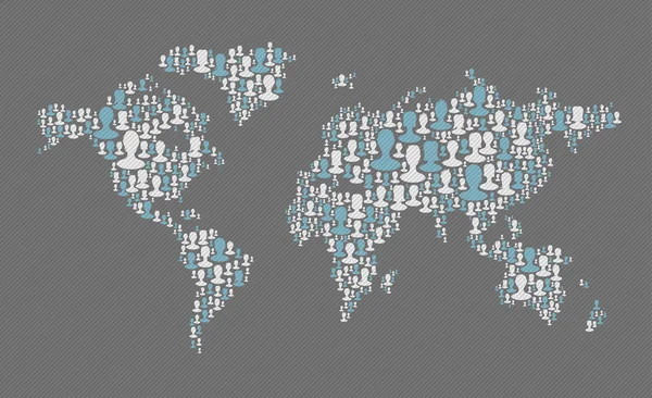 世界地图。社交媒体概念。由许多 silho — 图库矢量图片