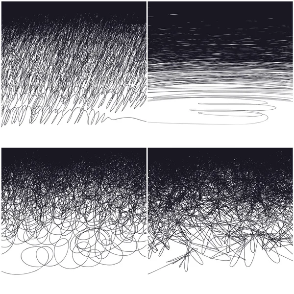 Cuatro tipos de garabatos: uniforme, ancho, curlicues, caótico. Diseño ba — Vector de stock
