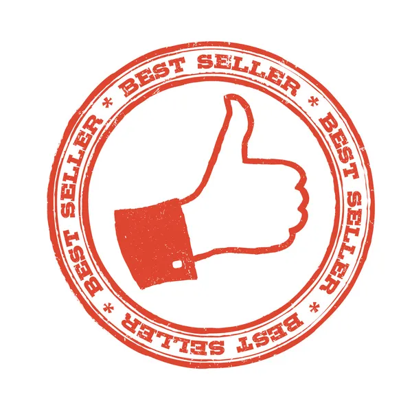 Best seller stamp with thumb up symbol. Vector — Stock Vector