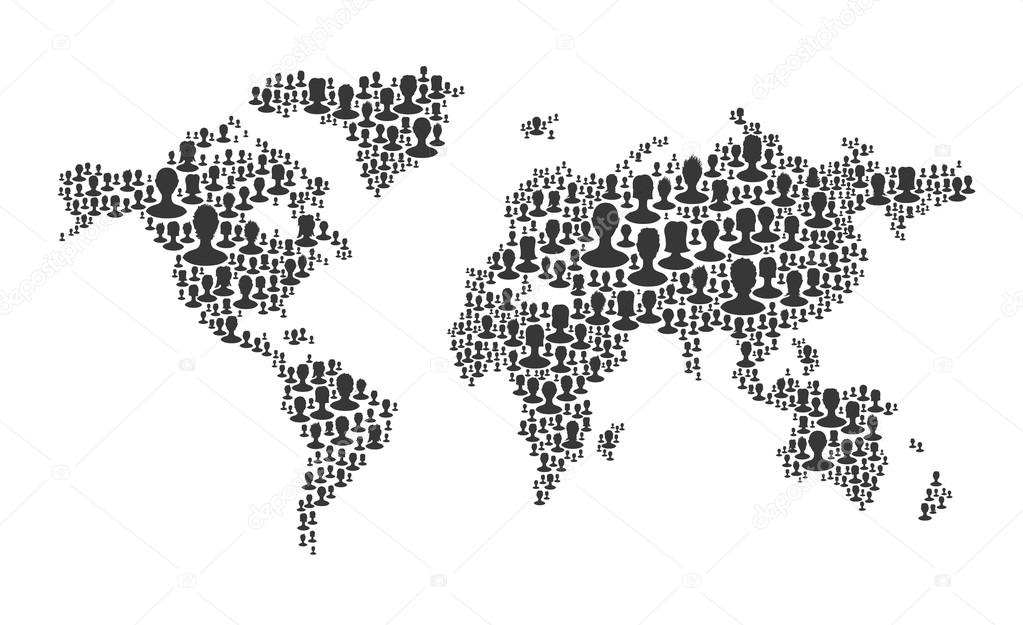World map. Composed from many silhouettes, vector