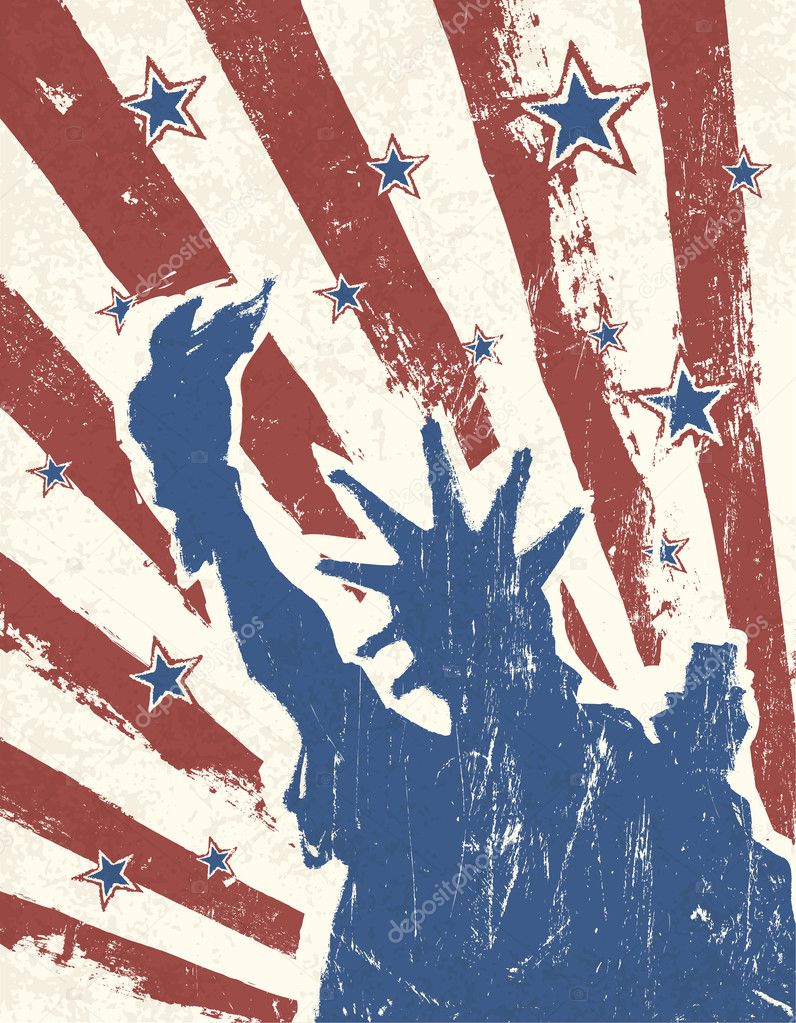 Grunge American Independence Day themed background. Vector.