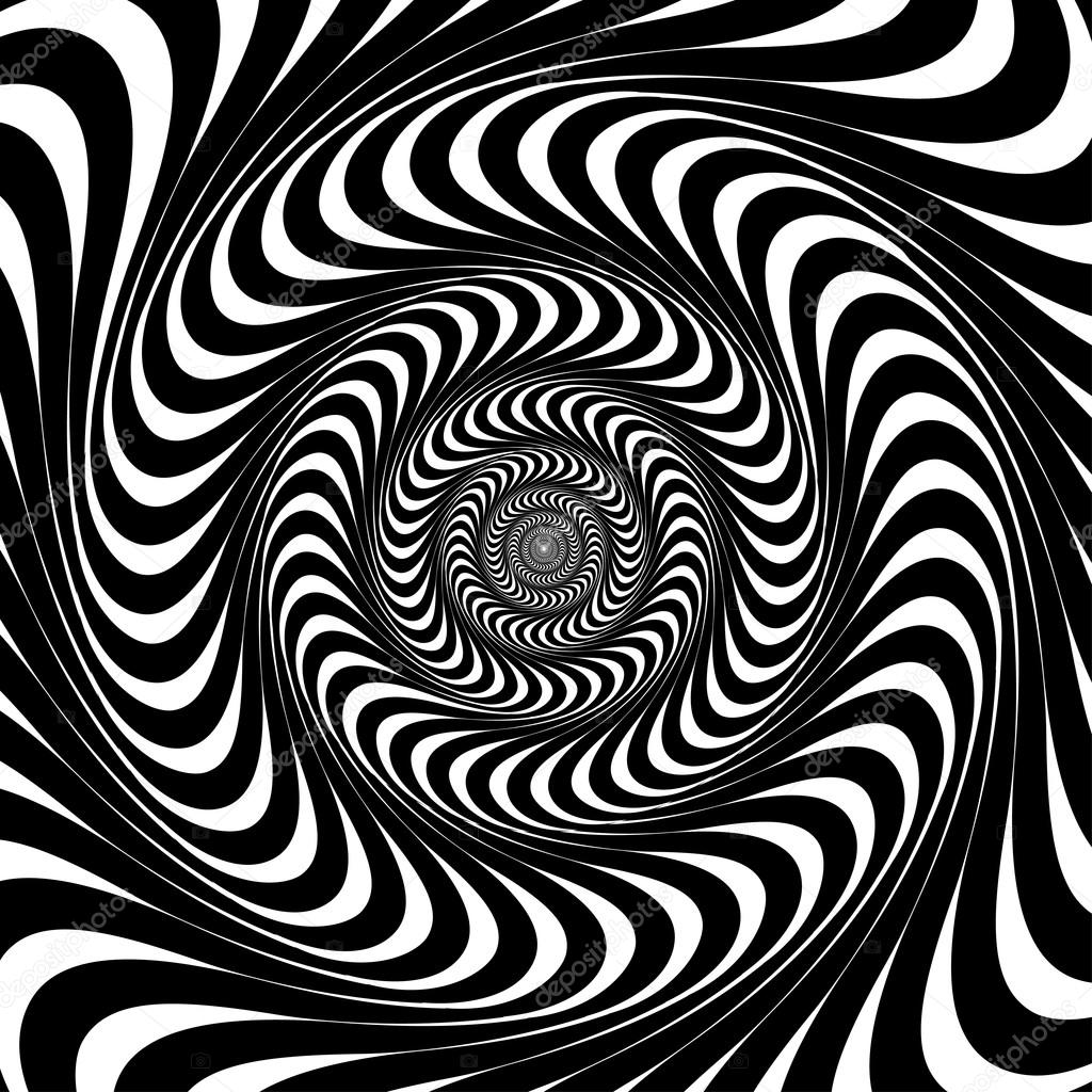 Zwarte en witte swirl lijnen. optische illusie achtergrond, vector ...
