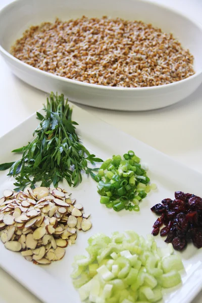 Wheat berry salad ingredients — 图库照片