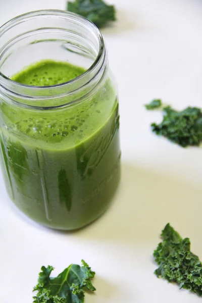 Jar of kale juice — Stock Photo, Image