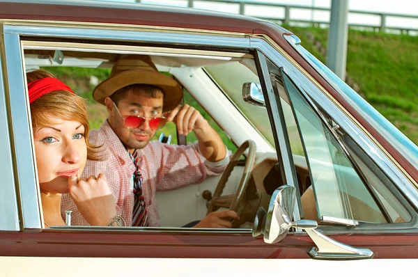 Posing in the car — Stock Photo, Image