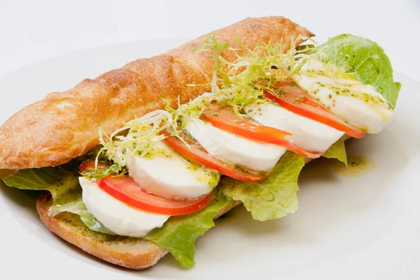 Sandwich con tomate y mozarella — Foto de Stock
