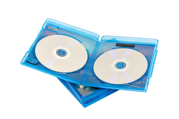 DVD disk v modré krabice — Stock fotografie