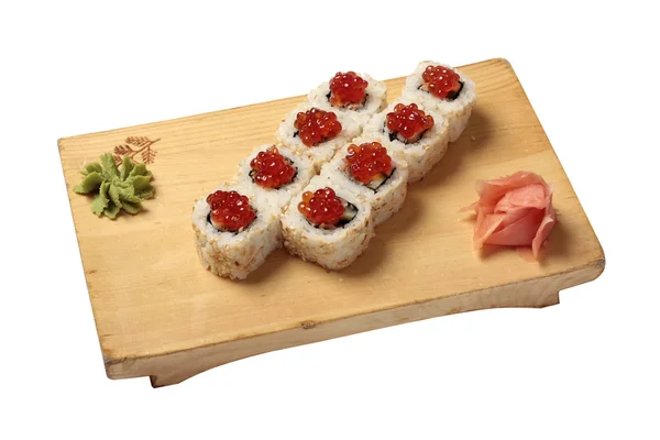 Sada sushi s červeným cavia — Stock fotografie