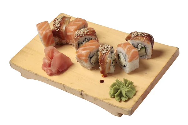Sada sushi s lososem a úhoř — Stock fotografie