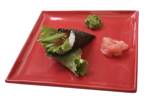 Hand rolled ikuro temaki — Stock Photo, Image