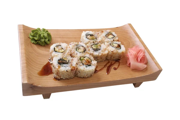 Conjunto de sushi com omelete e abacate — Fotografia de Stock