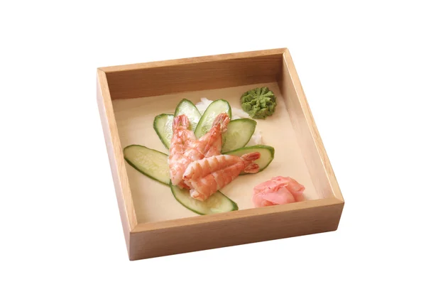 Shrimp with the cut cucumber — Stock Photo, Image