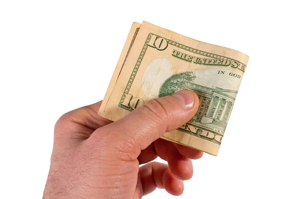 Dez dólares na mão — Fotografia de Stock