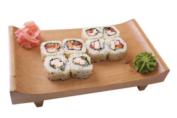 Set of sushi with crab meat and vegetables — Stock Photo, Image