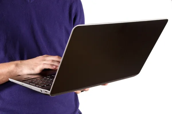 Laptop in hand — Stock Photo, Image