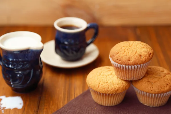 Muffin s kávou, mléko — Stock fotografie