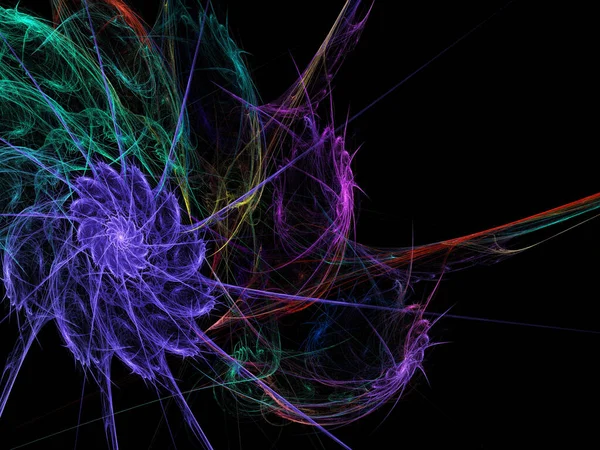 fraktal renkli soyut yuvarlak eğriler ve siyah arkaplan üzerindeki çizgiler