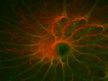 fraktal renkli soyut yuvarlak eğriler ve siyah arkaplan üzerindeki çizgiler