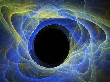 fraktal renkli soyut yuvarlak eğriler ve siyah arkaplan üzerindeki çizgiler