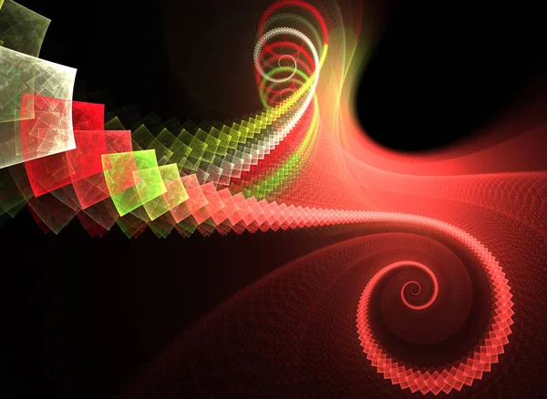 Fractal Colored Abstract Curves Lines Black Background — Stock Photo, Image