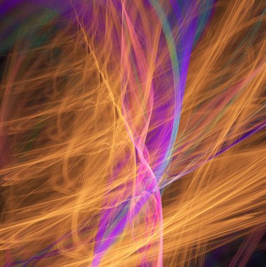 fraktal renkli soyut yuvarlak eğriler ve siyah arkaplan üzerindeki çizgiler