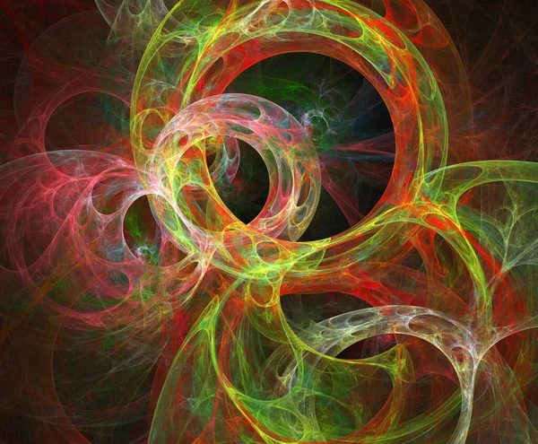 fraktal renkli soyut yuvarlak eğriler ve siyah arkaplan üzerindeki çizgiler