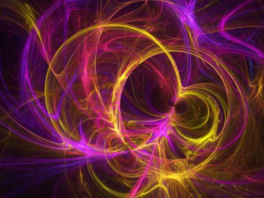 fraktal renkli soyut yuvarlak eğriler ve siyah arkaplan üzerindeki çizgiler