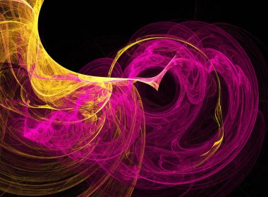 fraktal renkli soyut yuvarlak eğriler ve siyah arkaplan üzerindeki çizgiler