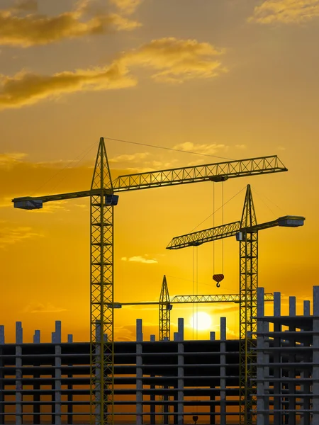 Guindaste de construção no fundo do céu — Fotografia de Stock