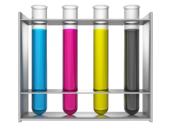 Tubos con líquido de color sobre el fondo blanco —  Fotos de Stock