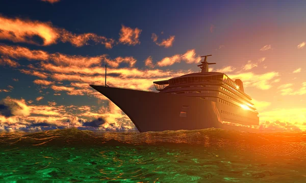 Zeilschip op de zonsondergang achtergrond — Stockfoto