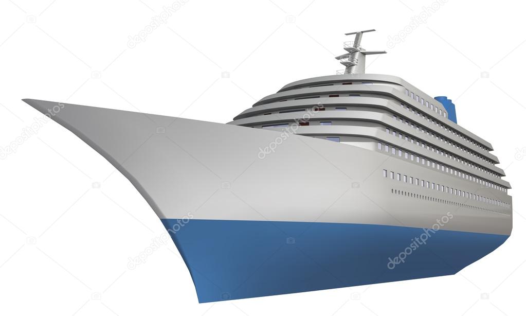 Cruise ship on the white background