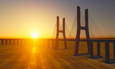 gün batımı siluet Köprüsü