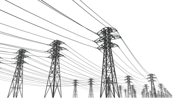 Power line egy fehér háttér — Stock Fotó