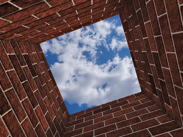 Muur met de hemel in het midden — Stockfoto