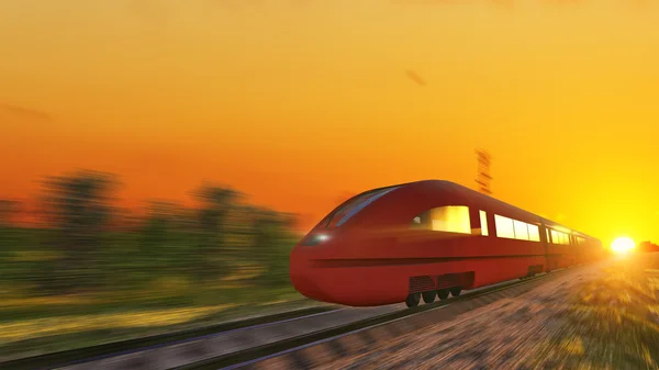 Train on the sunset background — Stock Photo, Image