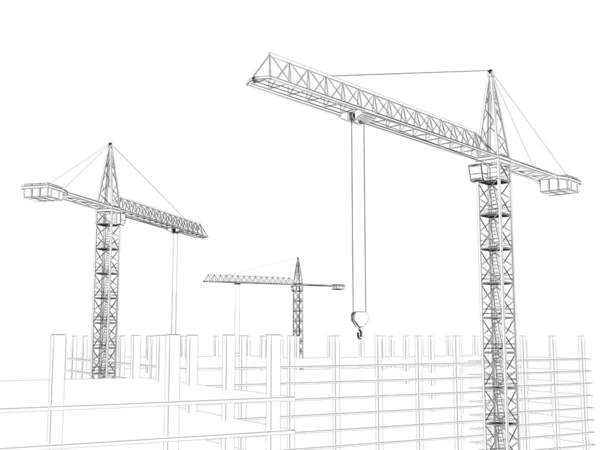 Cranes on the white background — Stock Photo, Image