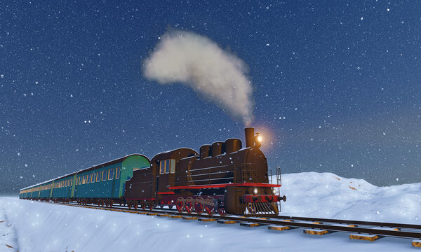 Locomotive at the night background