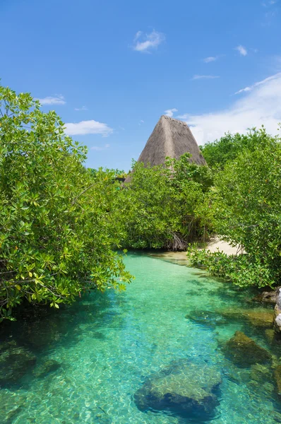 Piccolo bungalow sulla splendida isola esotica — Foto Stock