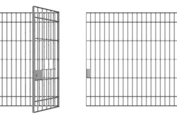 Тюремные решетки на белом фоне — стоковое фото